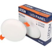 LED panel FRAMELESS, 230Vac 8W, 800lm, neutral white, round, LEDOM